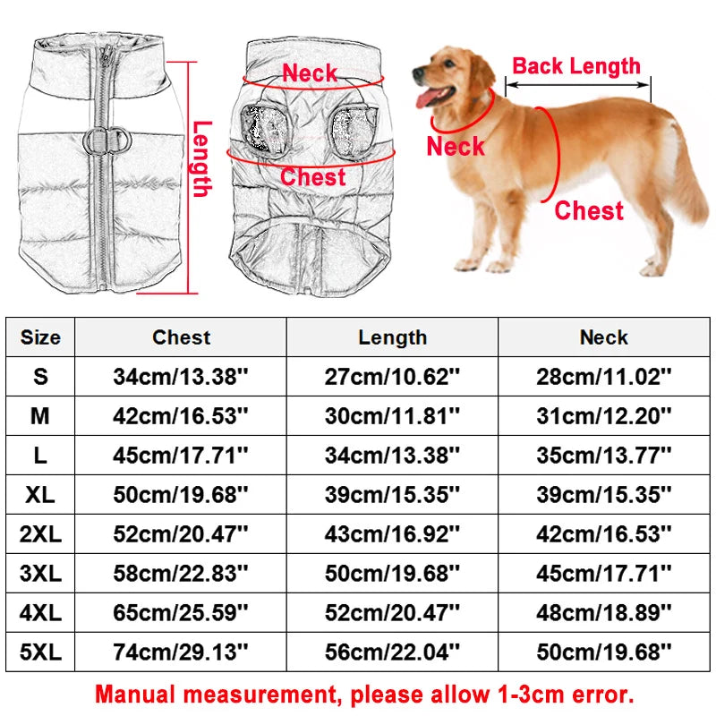 Waterproof Warm Large Dog Vest for Cats and Puppies