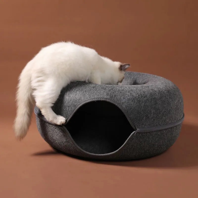 Interactive Tunnel Donut Cat Bed