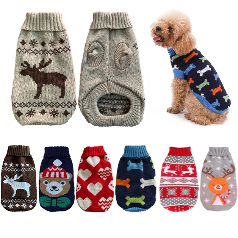 Knitted Winter Dog Sweater - Cozy Warm Clothes for Small and Medium Pets