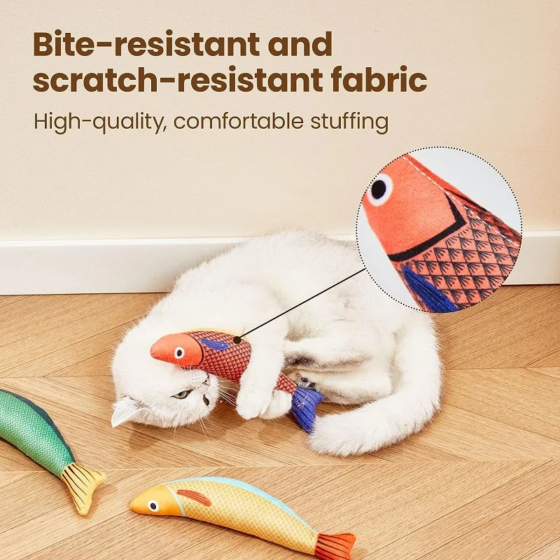 Catnip 3D Simulation Fish Toy - Interactive Sounding Plush Goldfish for Cats