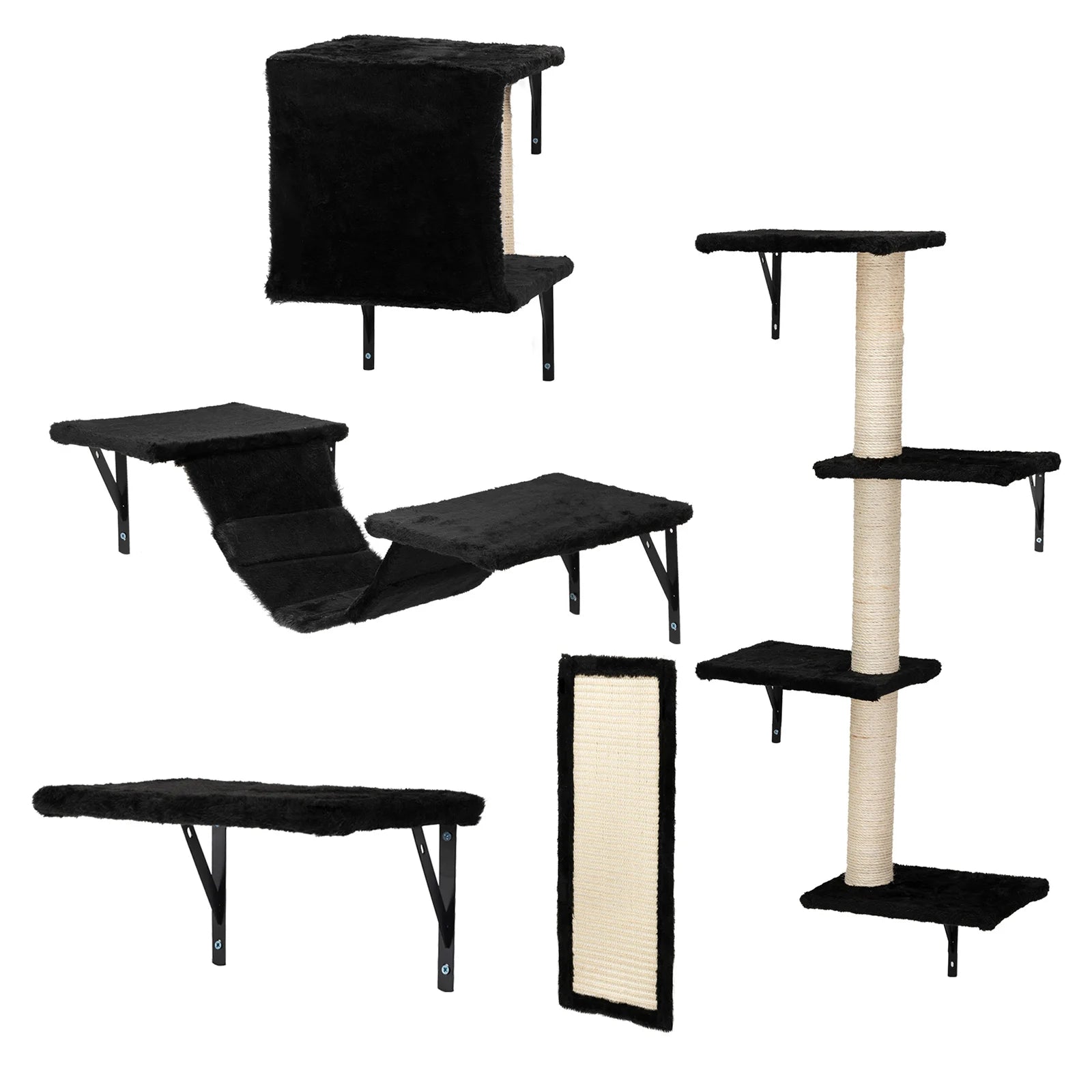 Wall-Mounted Cat Climber Set of 5, Black