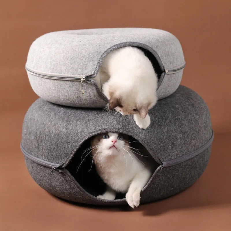 Interactive Tunnel Donut Cat Bed