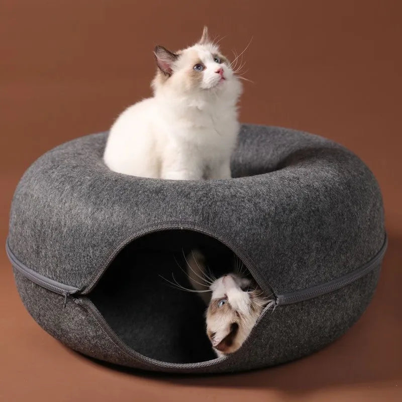 Interactive Tunnel Donut Cat Bed