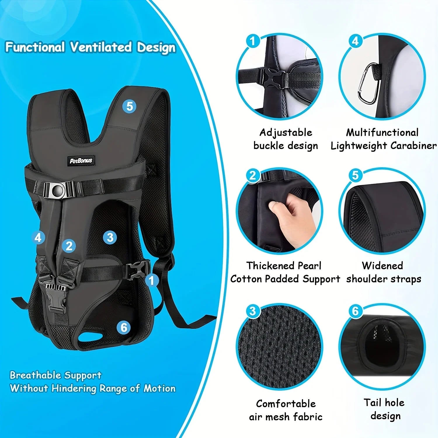 Adjustable Hands Free Dog Backpack Carrier