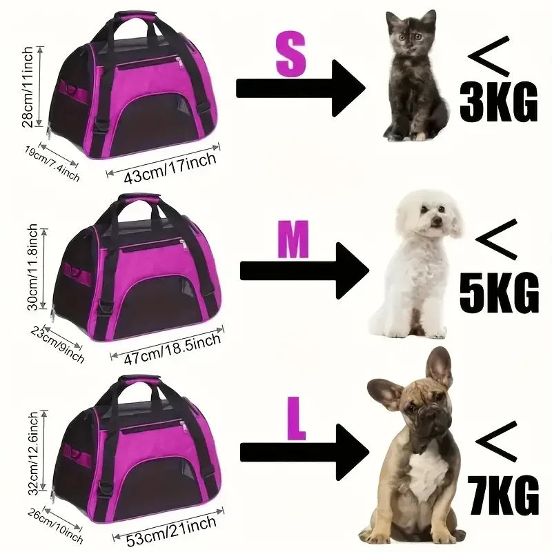 Dog & Cat Carrier Bag - Breathable Travel Handbag for Small Pets