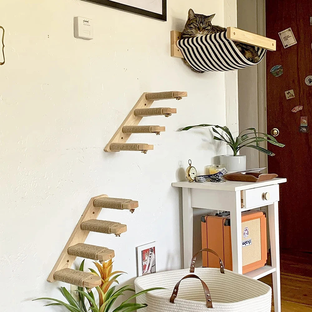 Wall Mounted Four Step Stairway Cat Climbing Shelf