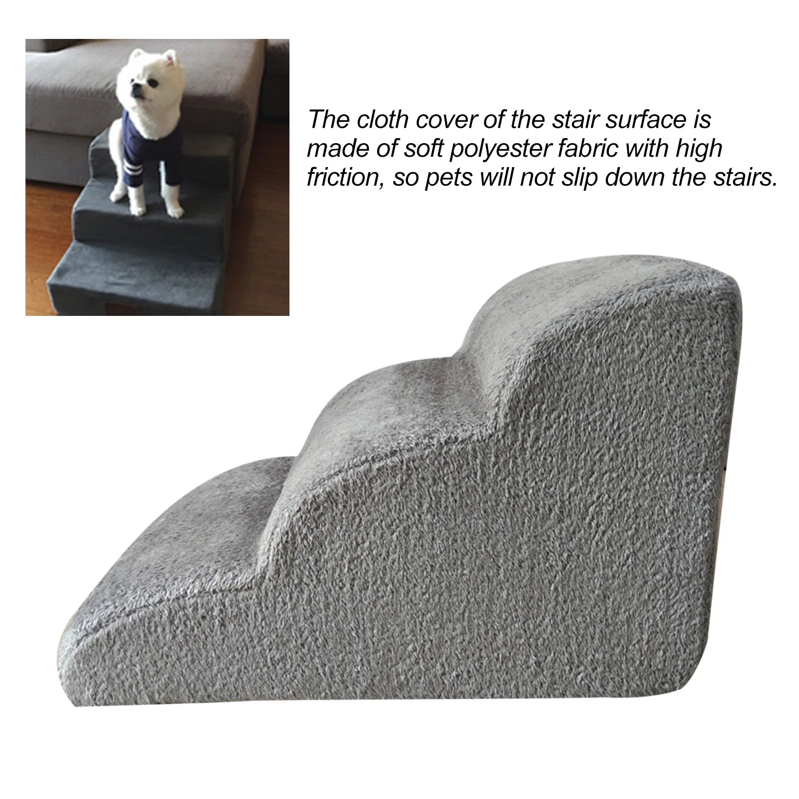 Non-Slip Pet Ramp Stairs - 3-Tier Dog Steps for Beds and Furniture