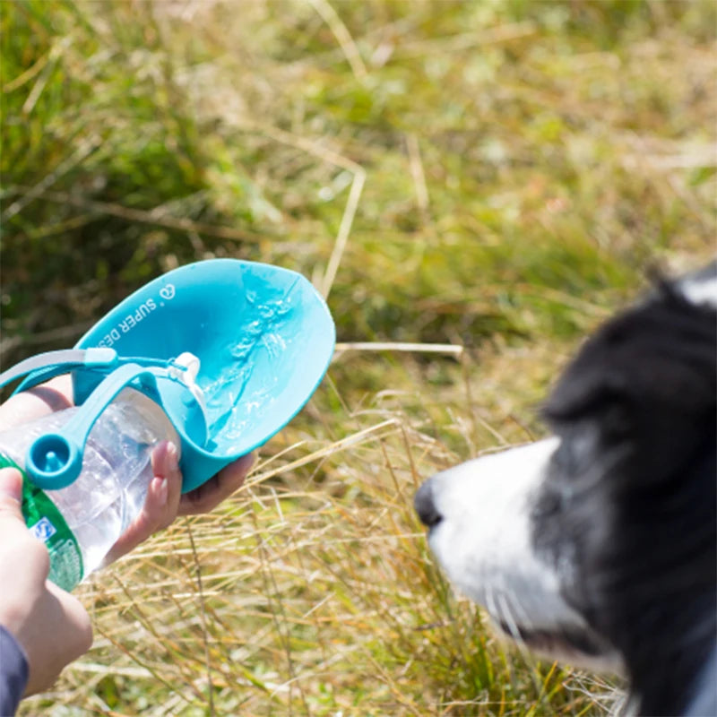 580ml Portable Pet Dog Water Bottle with Soft Silicone Leaf Design