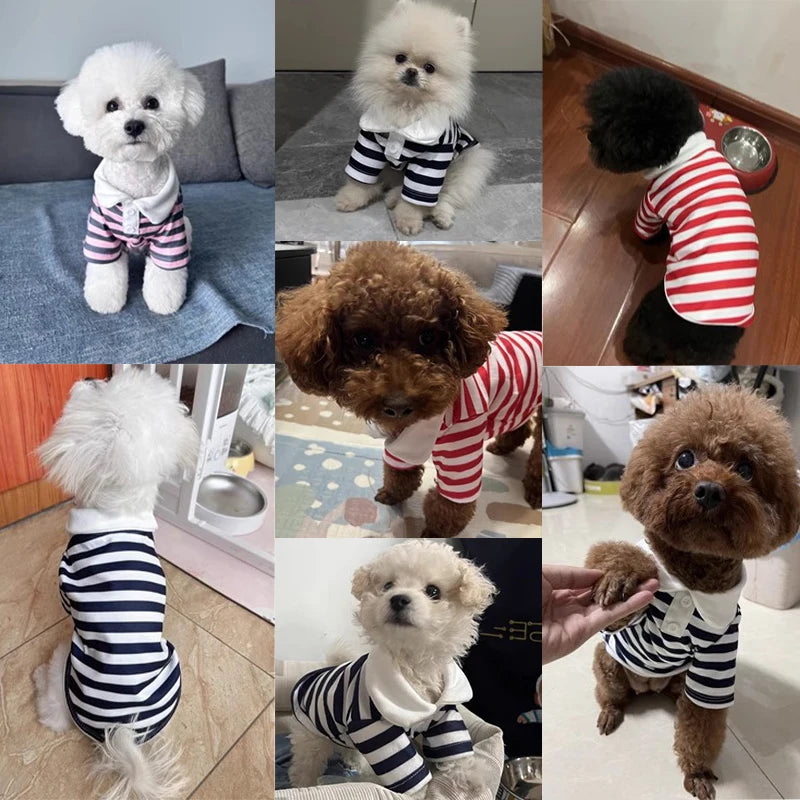 Striped Vest Dogs Polo Shirts for Chihuahua