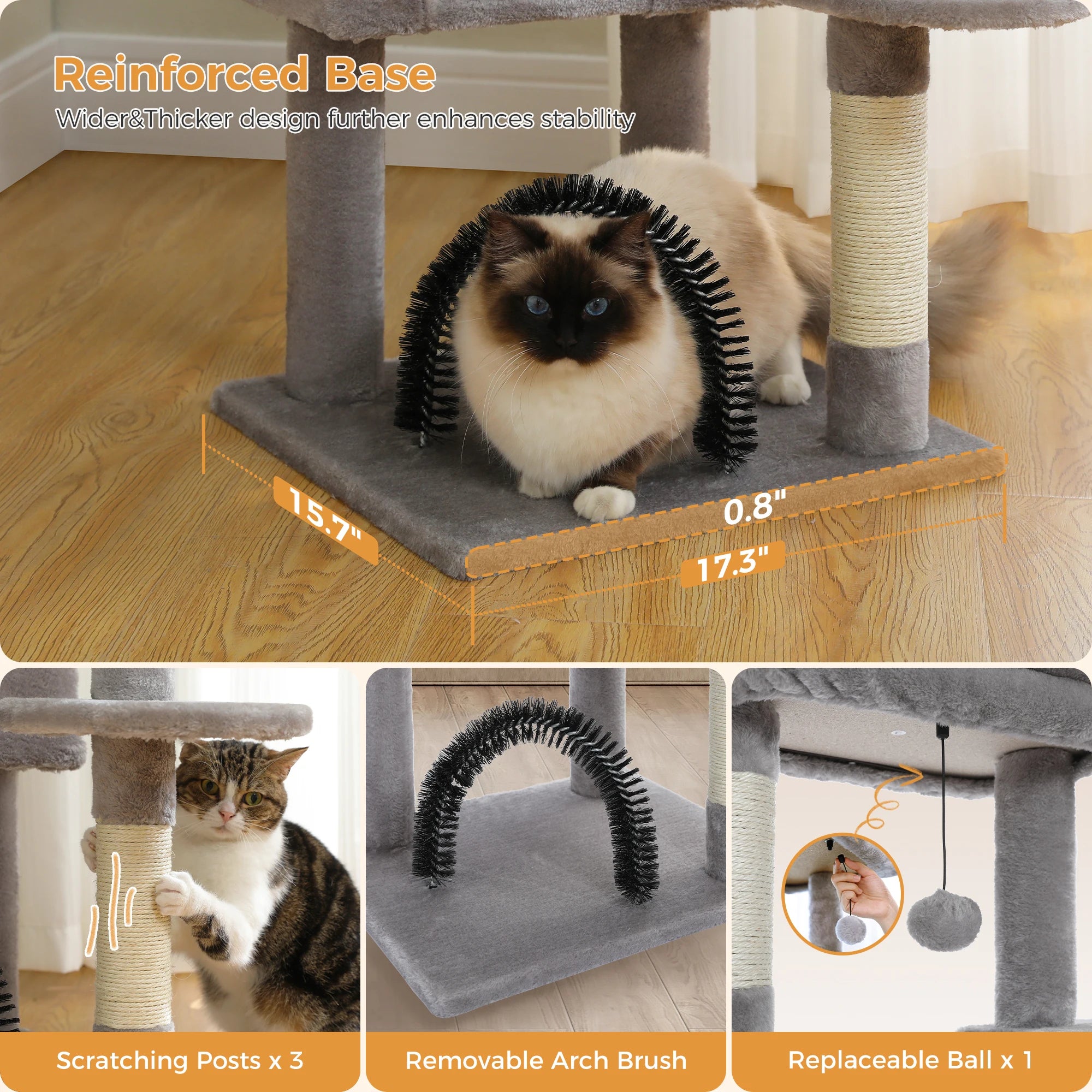 Cat Tree with Toy Cat Tower condo for Indoor Cats Cat House with Padded Plush Perch Cozy Hammock and Sisal Scratching Posts