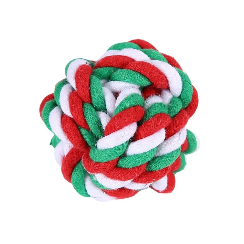 Interactive Christmas  Cotton Rope Knot Pet Toy