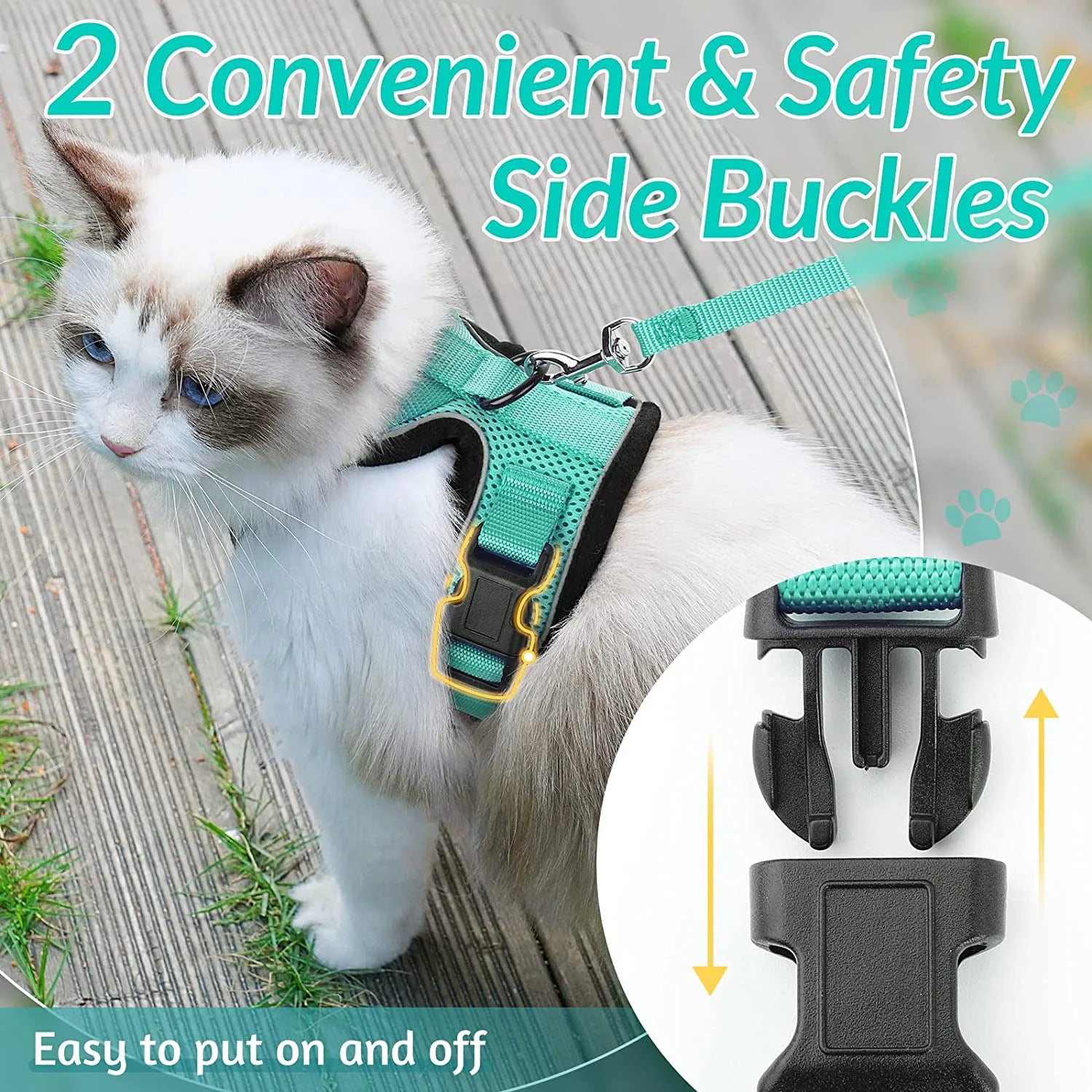 Escape Proof Soft Adjustable Vest Harnesses for Cats