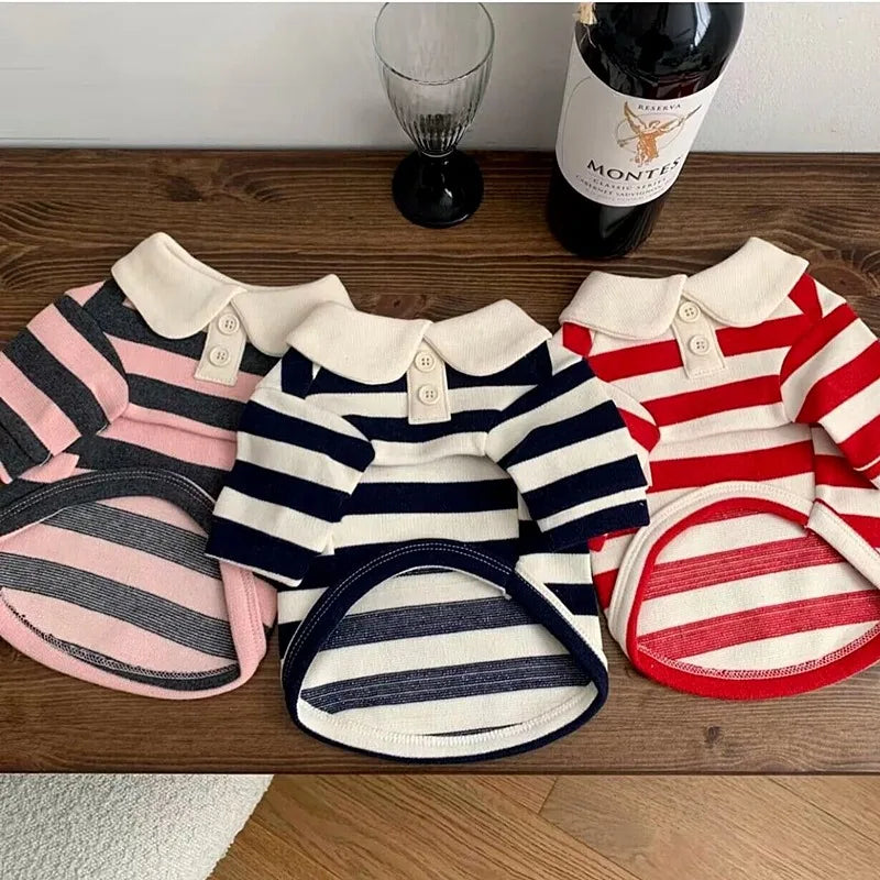 Striped Vest Dogs Polo Shirts for Chihuahua