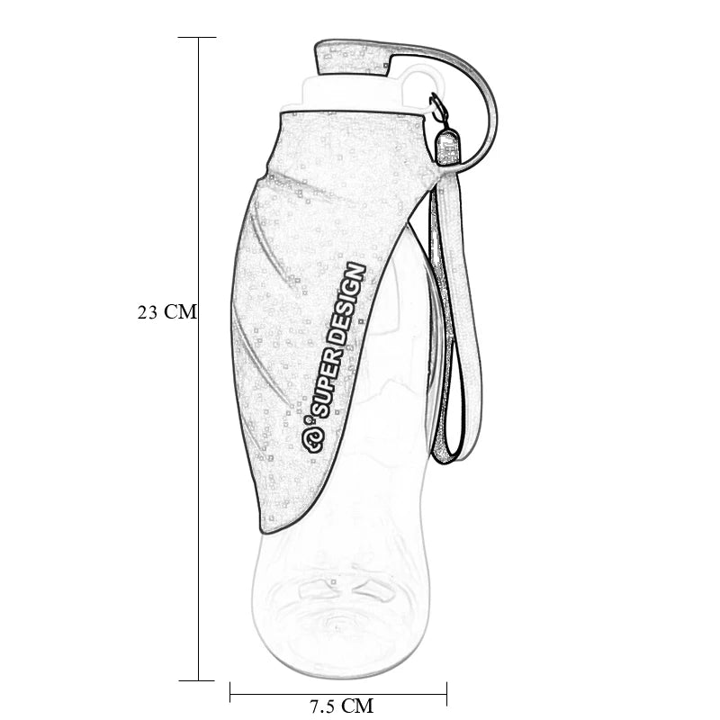 580ml Portable Pet Dog Water Bottle with Soft Silicone Leaf Design