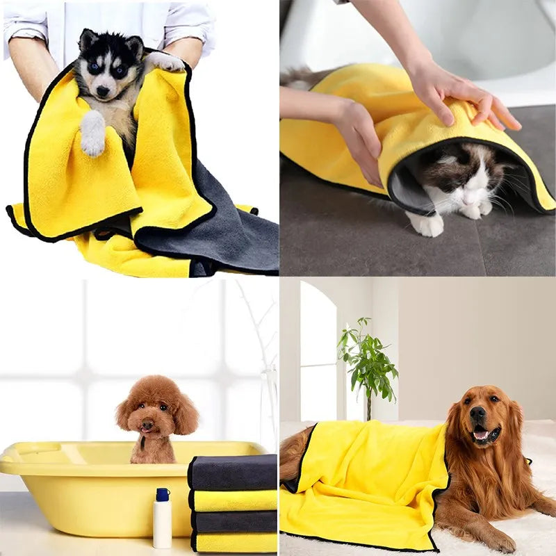 Quick-Drying Pet Towel - Absorbent Soft Fiber Bath Towel for Dogs and Cats