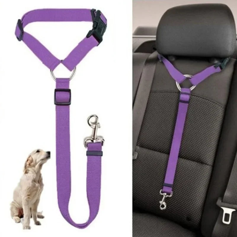 Pet Car Seat Belt & Leash - Adjustable Nylon Safety Harness for Dogs