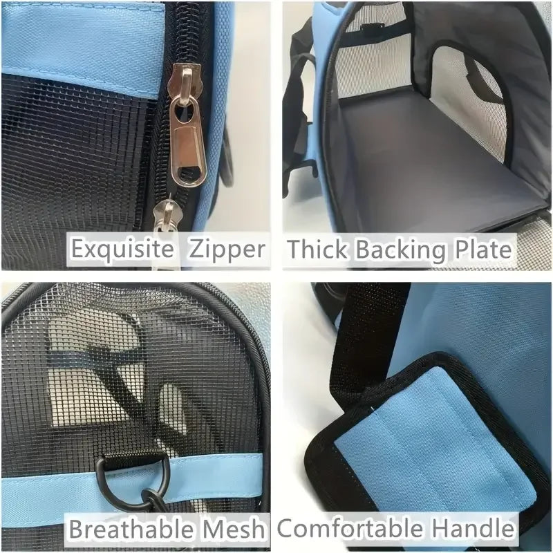 Dog & Cat Carrier Bag - Breathable Travel Handbag for Small Pets