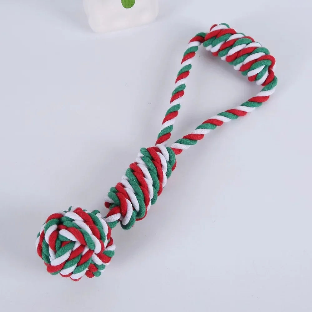 Interactive Christmas  Cotton Rope Knot Pet Toy