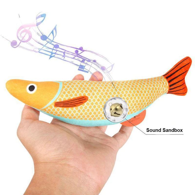 Catnip 3D Simulation Fish Toy - Interactive Sounding Plush Goldfish for Cats