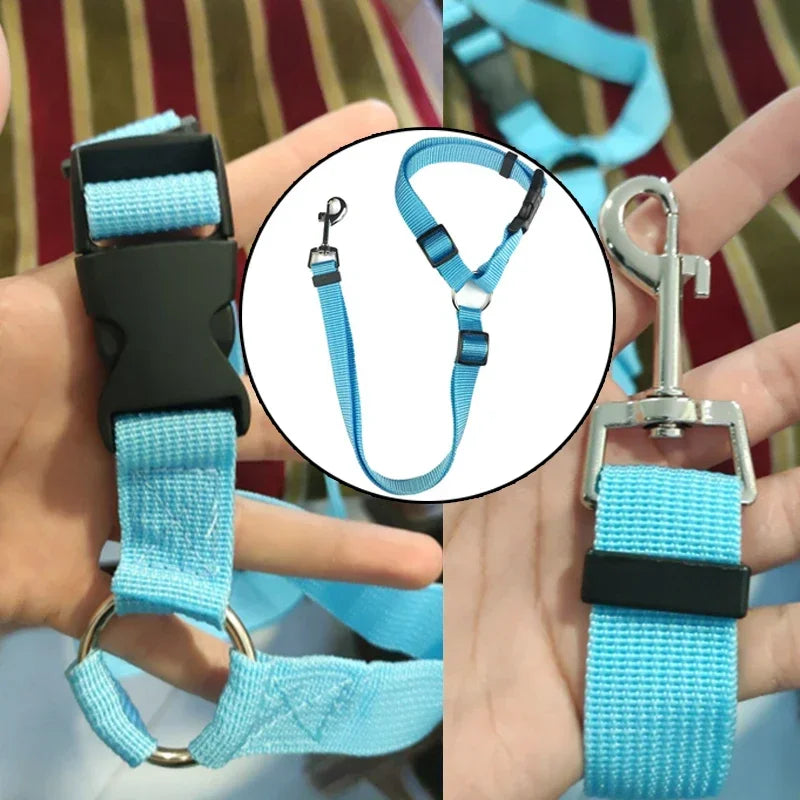 Pet Car Seat Belt & Leash - Adjustable Nylon Safety Harness for Dogs