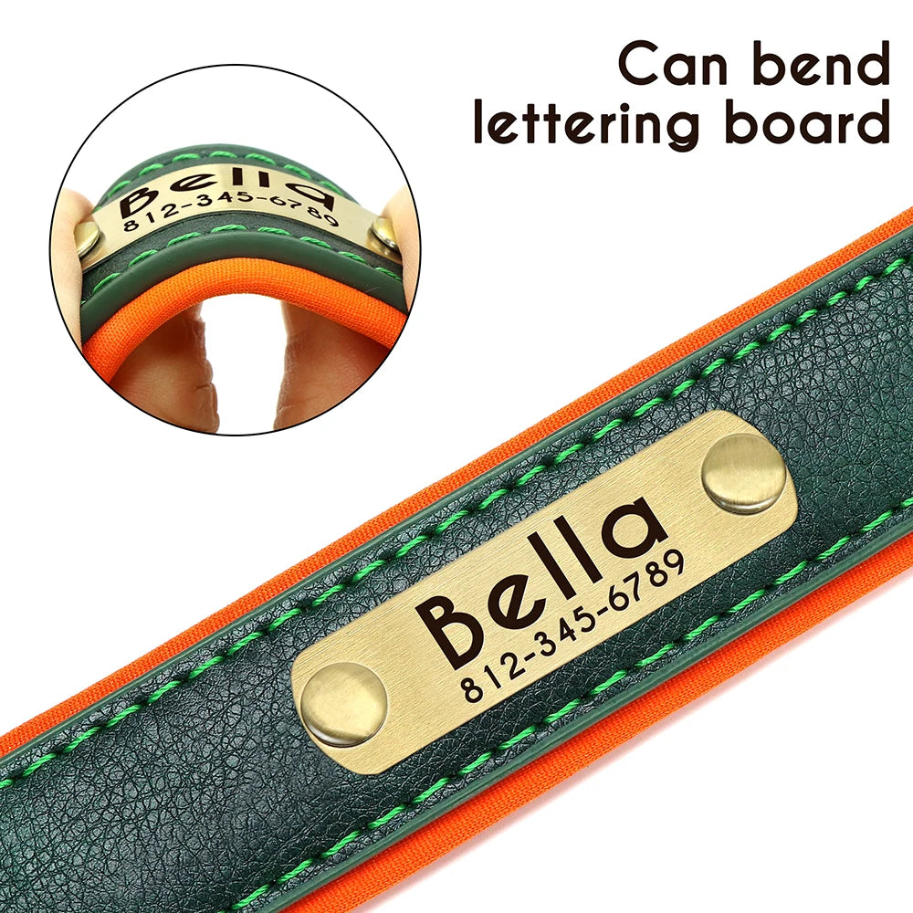 Customized Leather ID Nameplate Dog Collar